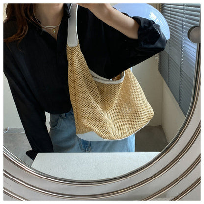 2024 new women's bag trend urban simple shoulder bag retro woven high value all-match tote bag wholesale 