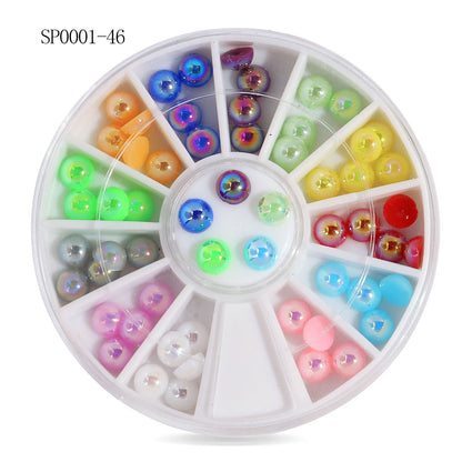 Cross-border nail art accessories nail flat bottom fantasy alloy diamond special-shaped white AB rhinestone accessories 12 grid turntable wholesale