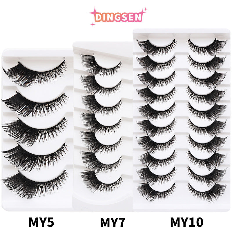 Dingsen cross-border cat eye false eyelashes eye tail lengthening natural wholesale eyelashes flat false eyelashes foreign trade