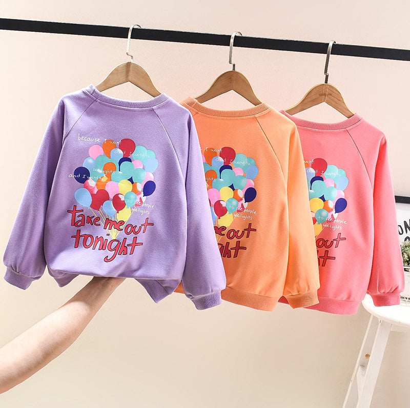 Girls 2024 new tops sweatshirts spring trend middle and large children spring and autumn children's long-sleeved T-shirts girls spring and autumn tops