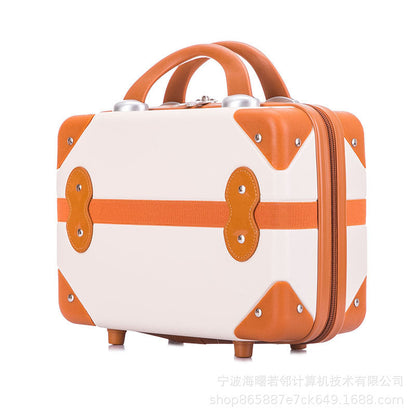 Retro mini suitcase 14 inch makeup box wedding dowry travel small box cosmetic bag boarding suitcase female 