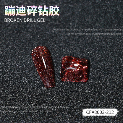 Crushed diamond gel nail polish net celebrity super flash colorful flash diamond gel extension gel nail salon special Yanling gel nail art