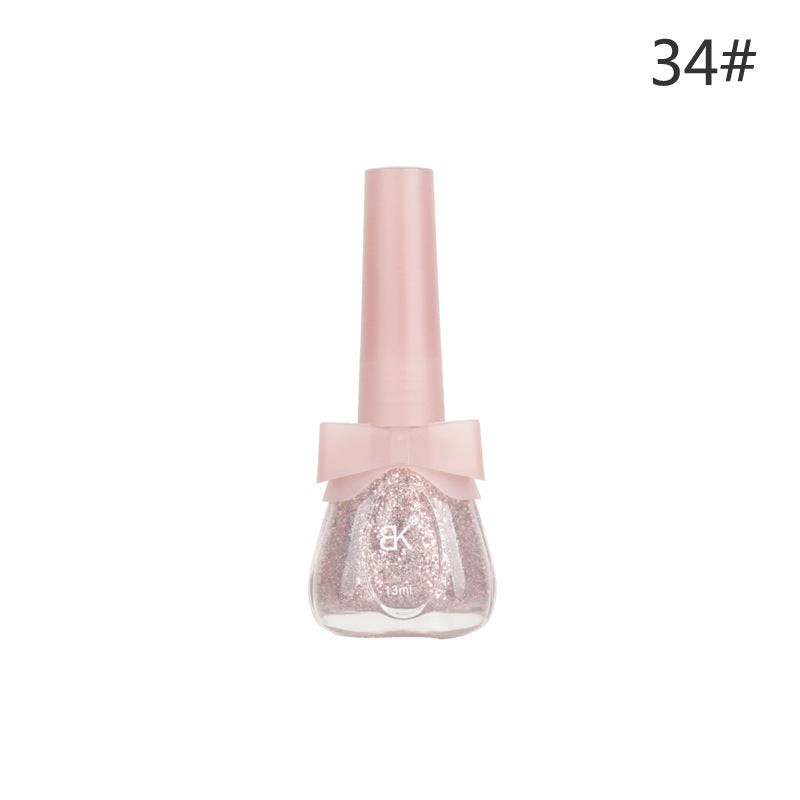 BK new bow seven-day water-based nail polish pure color free baking summer net red white macaron 13ml 