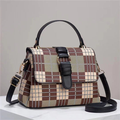 2024 autumn and winter new style bags women's single shoulder crossbody bags trendy fashion checkered stripes women's bags handbags one piece drop shipping 