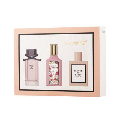 Flower Story Flower Joy Dream Women's Perfume Three-piece Set Men's Fresh and Long-lasting Light Fragrance Douyin Live Broadcast Hot Selling 