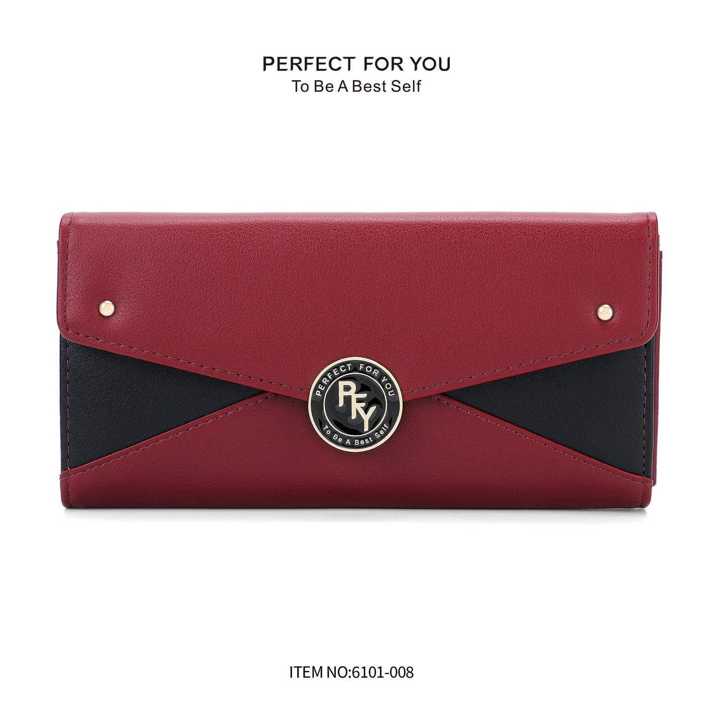 forever young bag contrast color stitching PU long wallet women's three-fold large capacity coin purse wholesale 