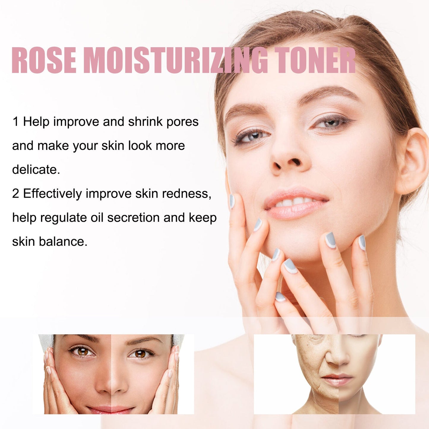 Hoygi Rose Water Moisturizing Spray improves dry and rough skin, deeply hydrates and shrinks pores toner 