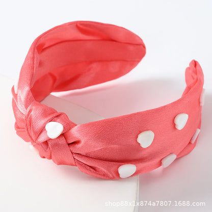 2022 New Love Pink Hairband Women Valentine's Day Knotted Headband Cute Girl Temperament Headband Hairband Women