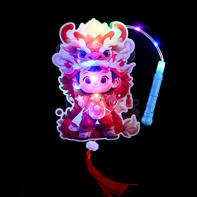 2024 Dragon Year Portable Lantern Spring Festival DIY Material Kit Children's Cartoon Dragon Baolong Lantern New Lantern Glowing