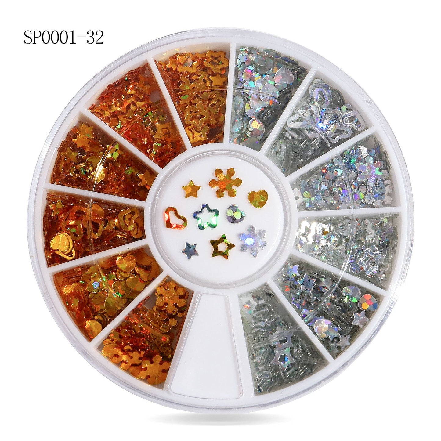 Cross-border nail art accessories nail flat bottom fantasy alloy diamond special-shaped white AB rhinestone accessories 12 grid turntable wholesale