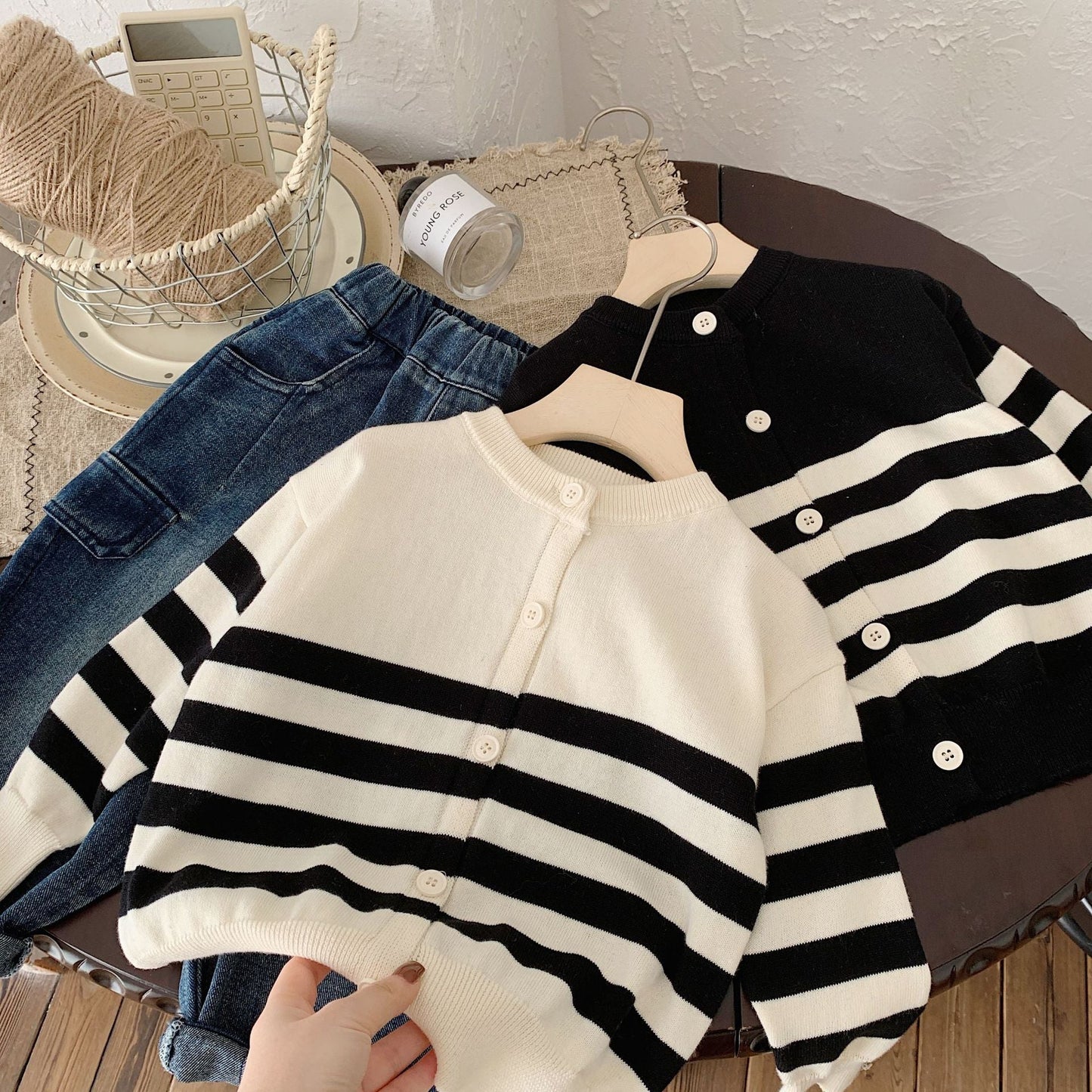 Children's jacket Bangcheng 2024 spring children's clothing new striped cardigan boys and girls pure cotton shirt MY0001