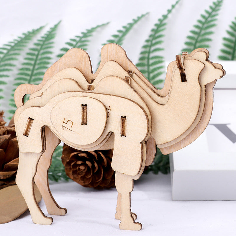 Children's wooden cartoon animal 3D puzzle baby early education 3D wooden puzzle educational toys