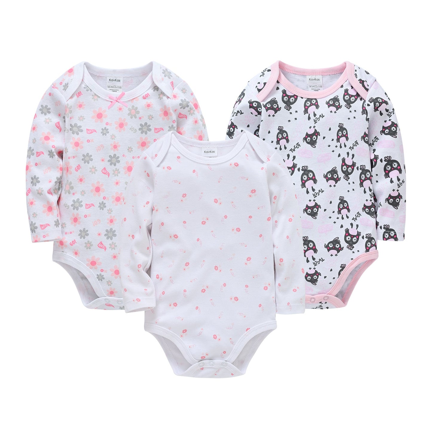 Baby cartoon newborn onesie baby envelope collar long sleeve triangle romper three-piece baby romper