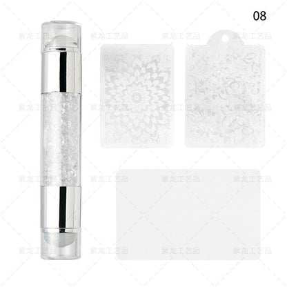 Finger Princess Nail Art Tool Set Double Head Silicone Stamp Acrylic Color Diamond Template Stamp Set Transfer Pen Tool