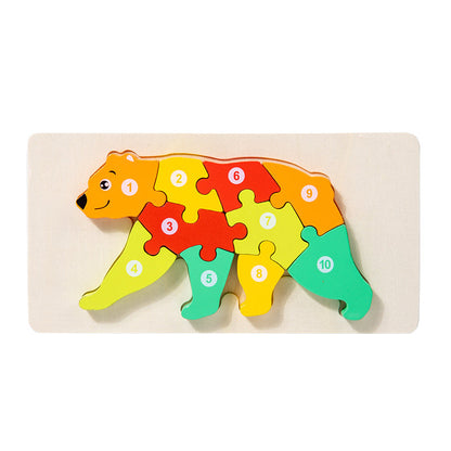 Wooden early education cognitive children's educational toys building blocks animal transportation shape matching 3d three-dimensional puzzle wholesale