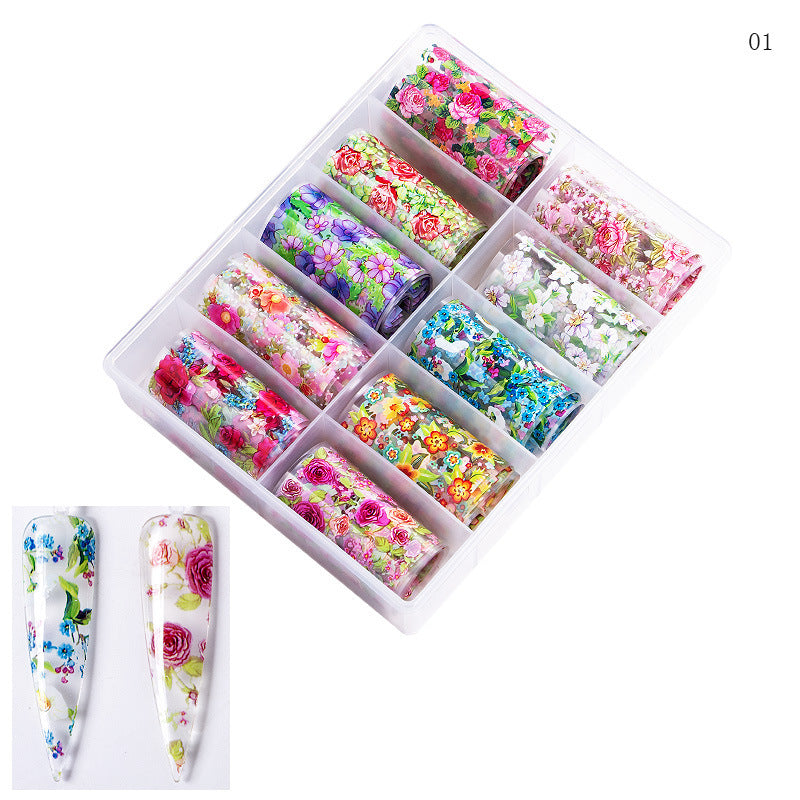 Zhifei's new Christmas Halloween starry sky paper flower leopard starry sky candy nail art transfer paper wholesale nail art