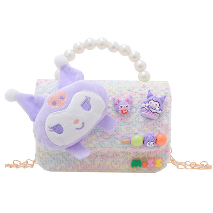 New exquisite children's bag fashionable girl chain shoulder crossbody bag trendy princess style handbag small square bag 