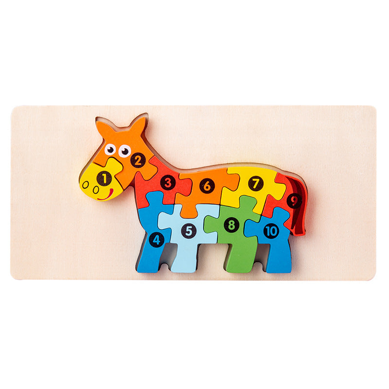 Wooden early education cognitive children's educational toys building blocks animal transportation shape matching 3d three-dimensional puzzle wholesale