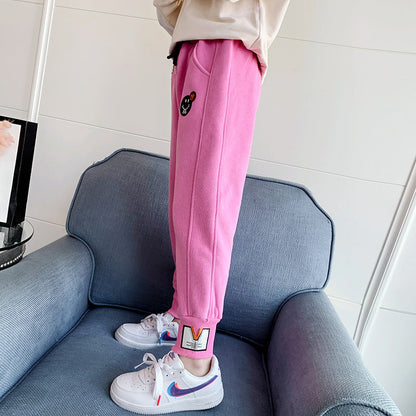 Girls sweatpants 2024 new spring and autumn big children's sports pants medium and large children's casual pants children's wear loose long pants