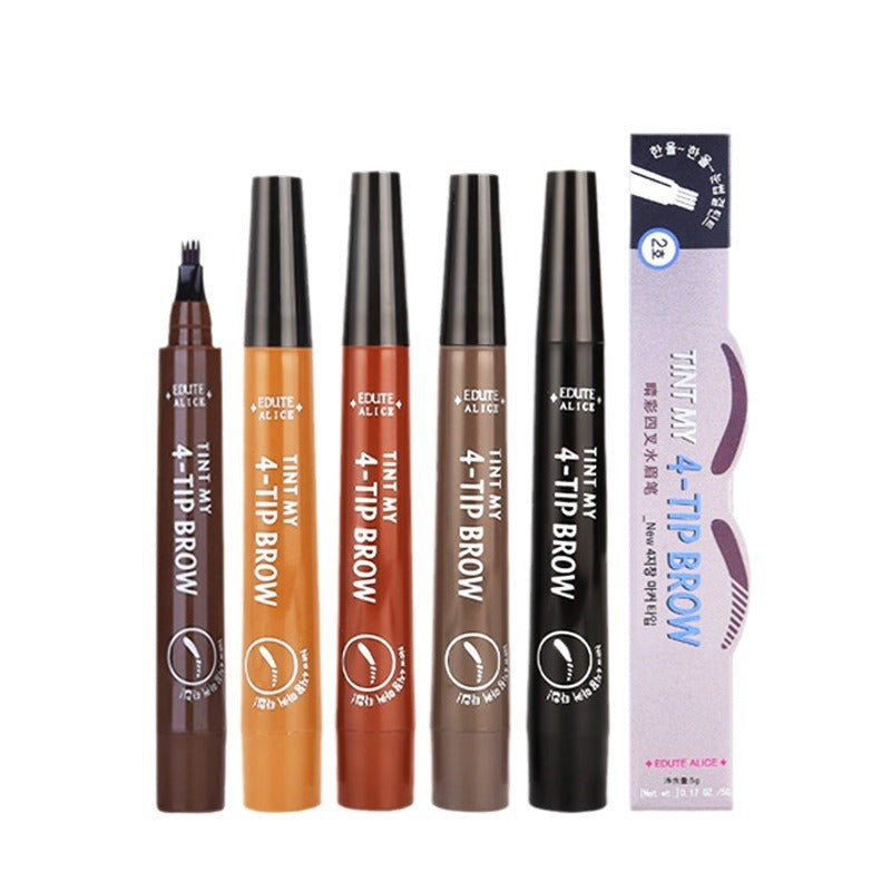 Korean version of the four-pronged water eyebrow pencil simulation original eyebrow four-pronged liquid eyebrow pencil waterproof and sweat-proof cross-border special supply