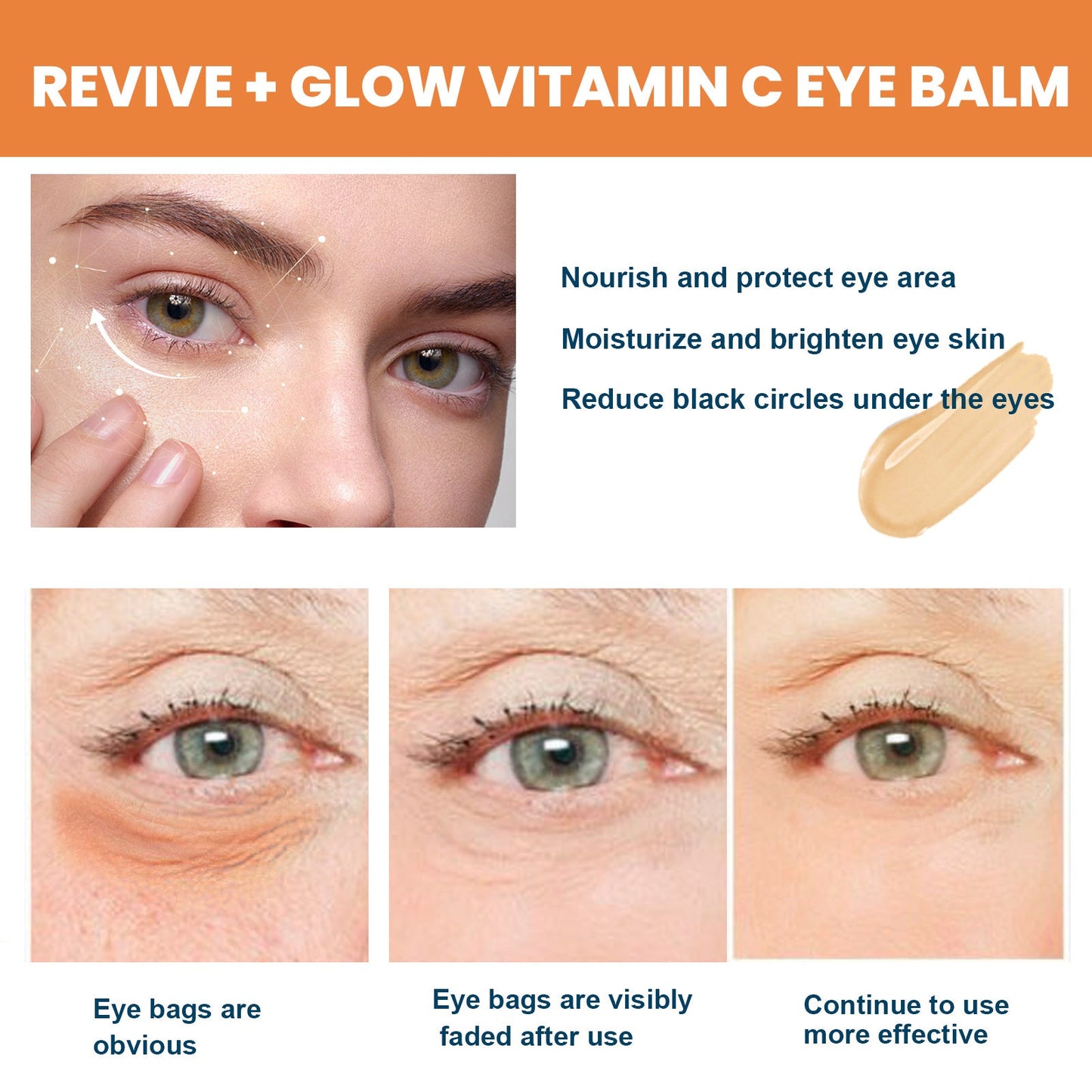 EELHOE vitamin C eye cream stick fades eye bags, fine lines at the corners of the eyes, crow's feet, firming the skin and moisturizing eye cream stick 