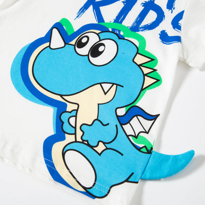 Cross-border children's clothing 2024 new summer three-dimensional dinosaur children's short-sleeved T-shirt boy cartoon pure cotton top summer clothing