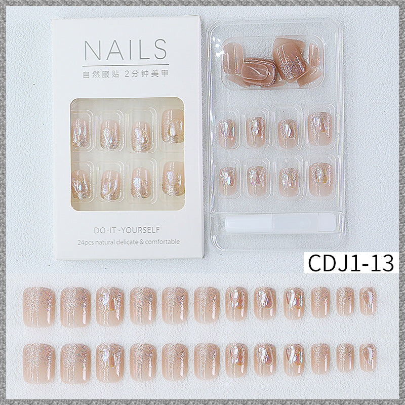 New hot sale wearable nail tips wholesale French simple ice transparent nail art finished product removable nail stickers thin