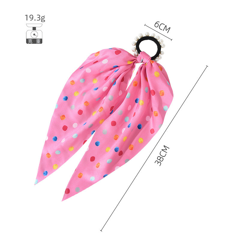 Blue cross-border special supply pig intestine hair ring 2021 new style hair tie ponytail pearl headband streamer head flower hair accessories