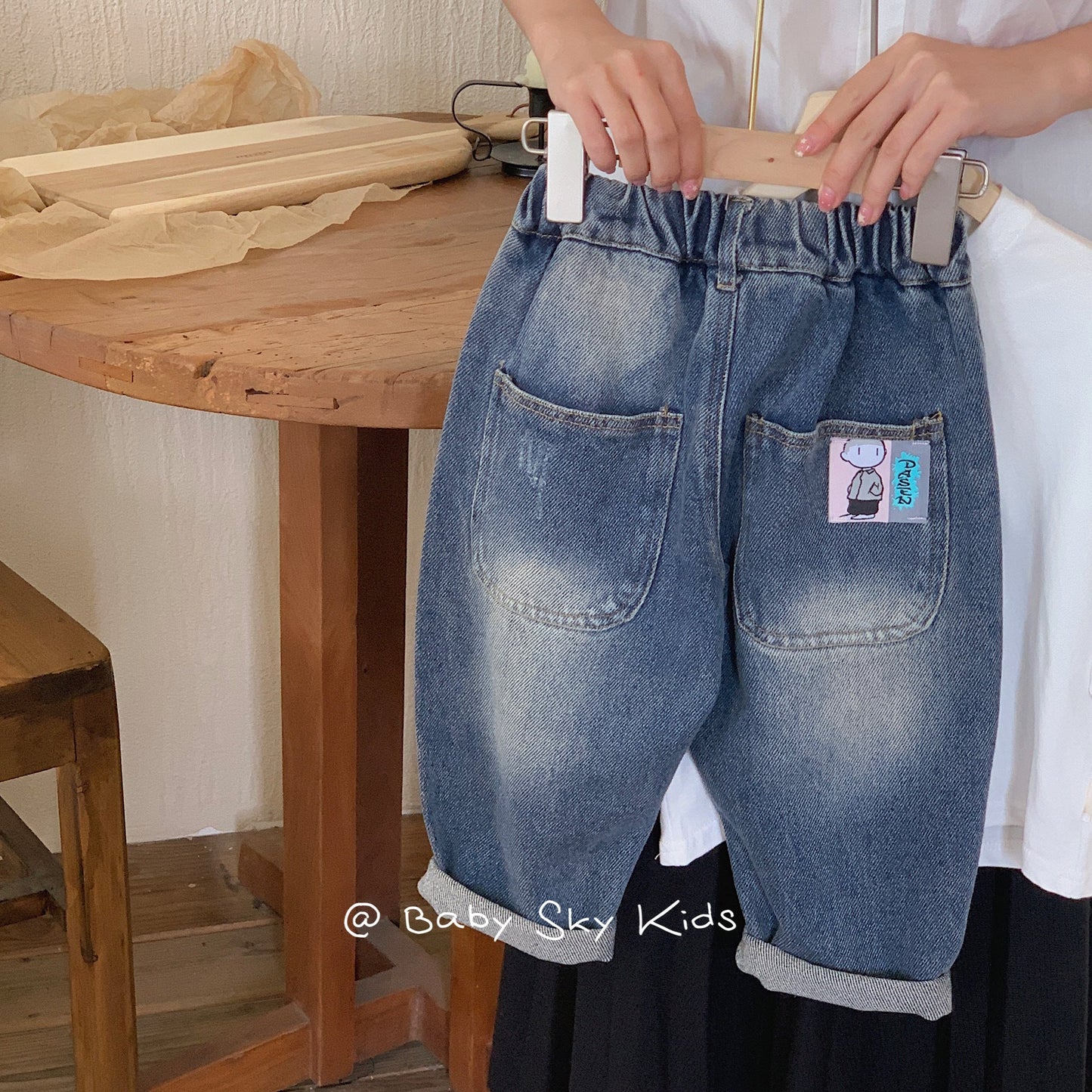 Children's trousers 2024 Bangcheng Spring Boys Korean Cartoon Pocket Customized Handsome Versatile Jeans F0311