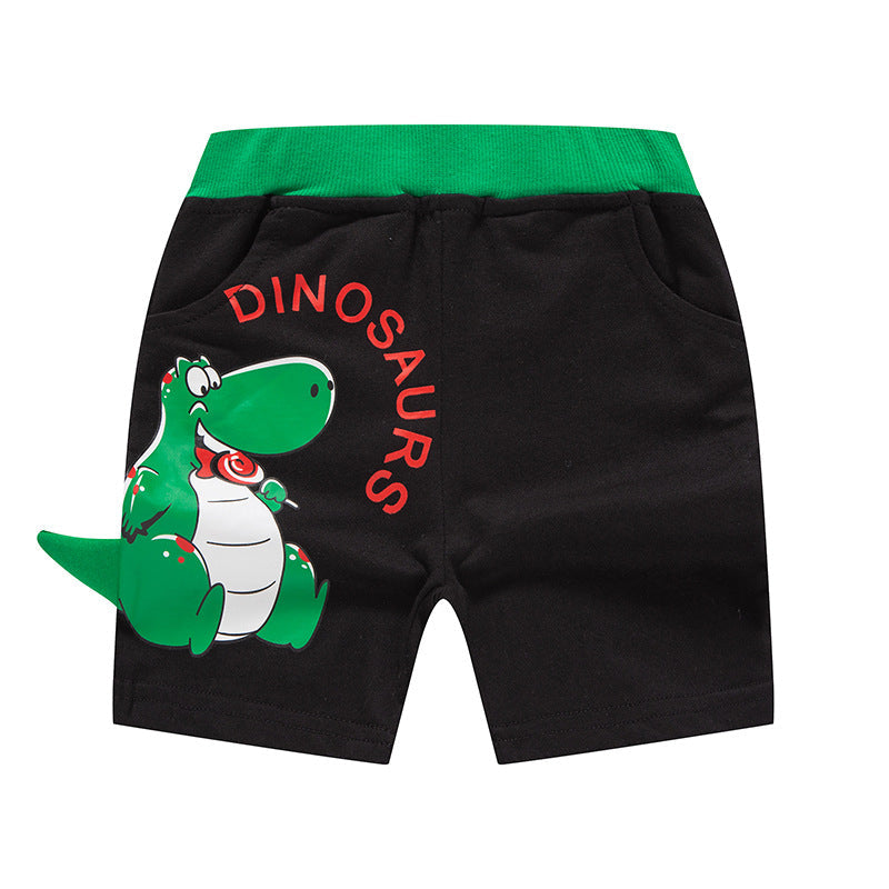 2024 new children's shorts cartoon three-dimensional dinosaur pure cotton summer baby shorts color matching pants manufacturers