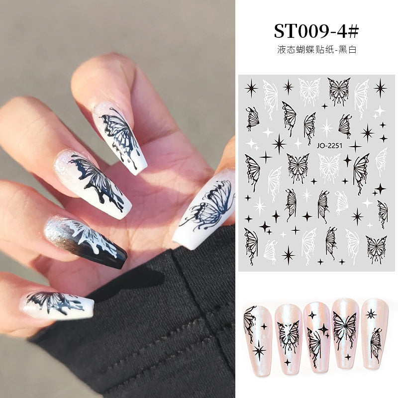 Internet celebrity nail stickers liquid butterfly stickers metal aurora fantasy butterfly hand-made wearable nail stickers