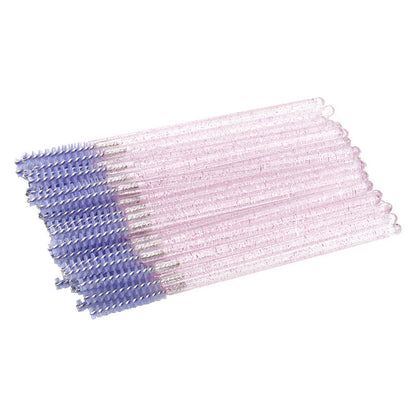 Wholesale disposable grafting eyelash brush crystal glitter rod eyebrow brush straight bright rod eyelash comb 50/pack opp bag