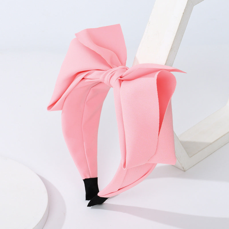 Solid color three-dimensional big bow hair accessories hair pressing age-reducing cute wide-brimmed headband high skull headband female fabric