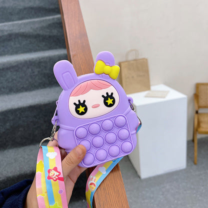 Cartoon Doll Squeeze Toy Children Bag Baby Cute Silicone Coin Purse Mini Children Messenger Bag Wholesale