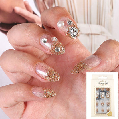 Amazon's best-selling wearable nails, French-style high-end short nail pieces, can be worn repeatedly and removable fake nail patches