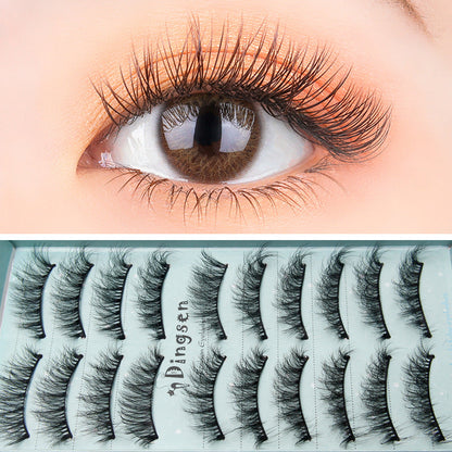 DINGSEN false eyelashes factory 10 pairs of 3D three-dimensional multi-layer eyelashes natural thick curled eyelashes