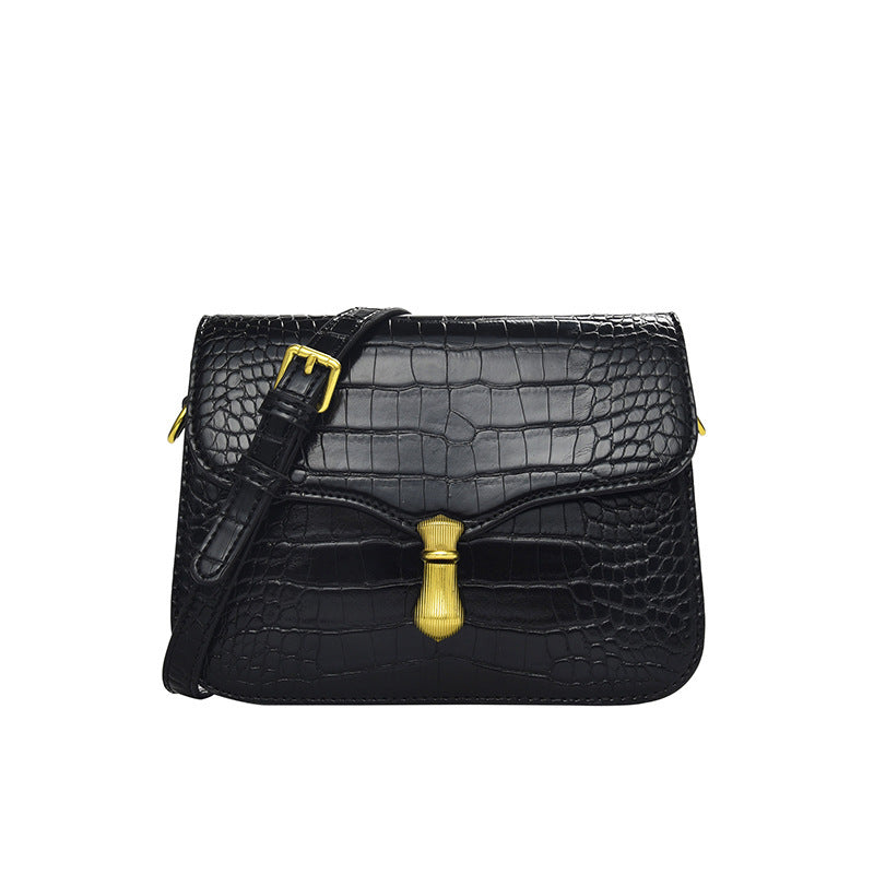 Crocodile pattern small square bag 2024 new retro fashion trend shoulder bag high-end bag niche crossbody women's bag