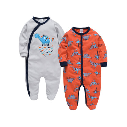 Manufacturers long sleeve baby clothes 2 pieces spring cotton boy infant jumpsuit foot cover jumpsuit cross-border 