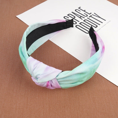 Factory direct sales European and American hot selling cross knotted headband hairpin tie dye mixed color fabric headband headband hair accessories for women