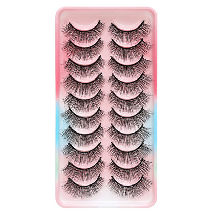 Dingsen false eyelashes factory European and American stable cross-border supply 10 pairs of natural curling thick eyelashes