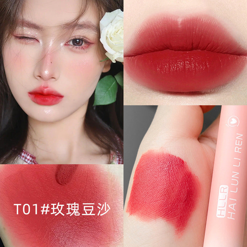 Helen Beauty pink tube lip glaze velvet matte moisturizing lip mud cosmetics non-stick cup lipstick student hot sale wholesale 