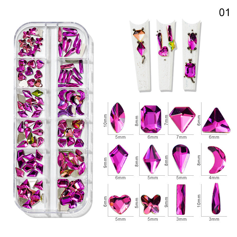 New nail art special-shaped diamond fantasy special-shaped flat bottom nail art diamond glass diamond jewelry nail stickers sequins accessories wholesale