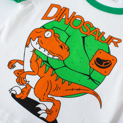 be top children's clothing children's short-sleeved cartoon dinosaur baby print sleeve top boy T-shirt round neck sweater