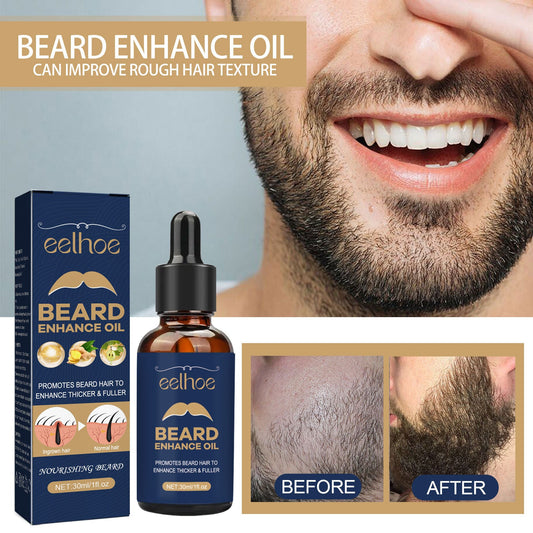 EELHOE Beard Care Oil ផ្តល់សំណើម បន្ទន់ និងពង្រឹងឫសសក់ ចិញ្ចឹមពុកចង្ការបុរស និងប្រេង Essence សក់ក្រាស់ 