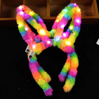 14-light luminous gold wire rabbit ears headband flashing extended headband festival activities stall children's luminous toys ¾ß