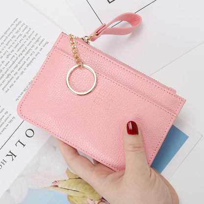 Genuine leather coin purse women's mini soft leather handbag new driving card holder ultra-thin coin zipper bag key bag 