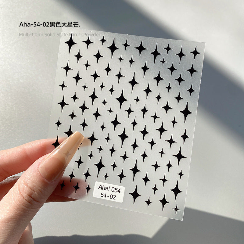 Aha dreamy big and small stars cute nail stickers crescent star Japanese gold and silver black and white nail stickers decorations