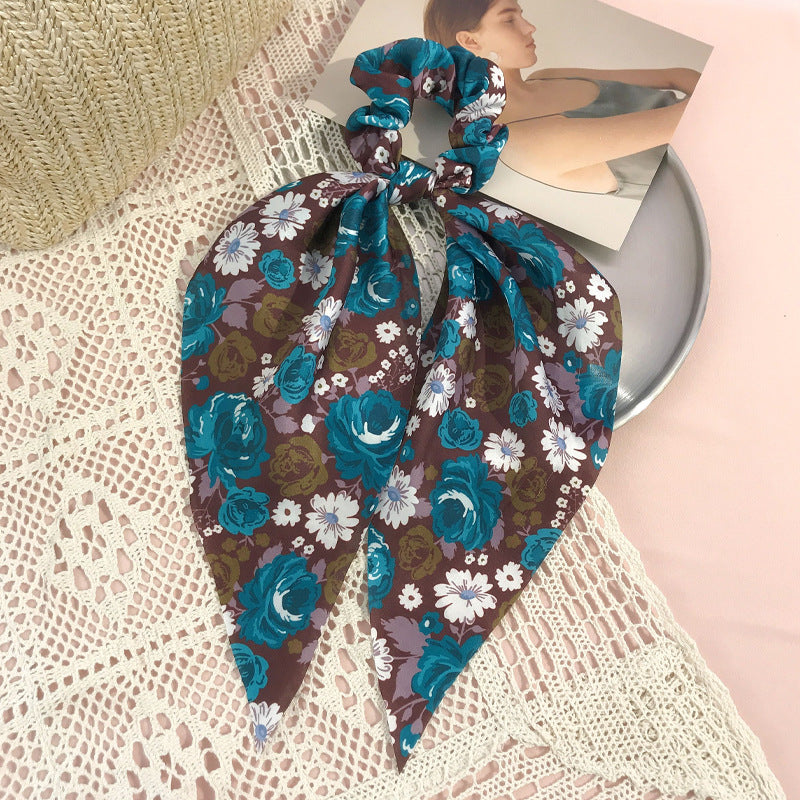 French-style hair band ribbon hair rope female national trend Chinese national style flower hair band big flower ribbon hair accessories female