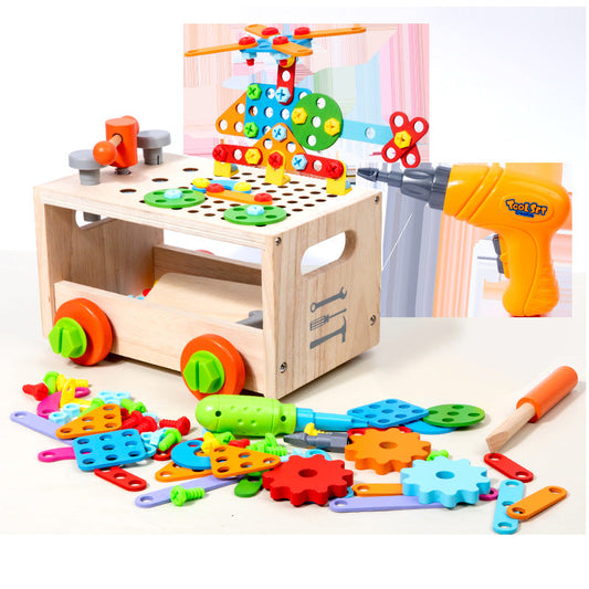 New children's versatile wooden disassembly and assembly nut combination tool table kindergarten educational multifunctional building block toys