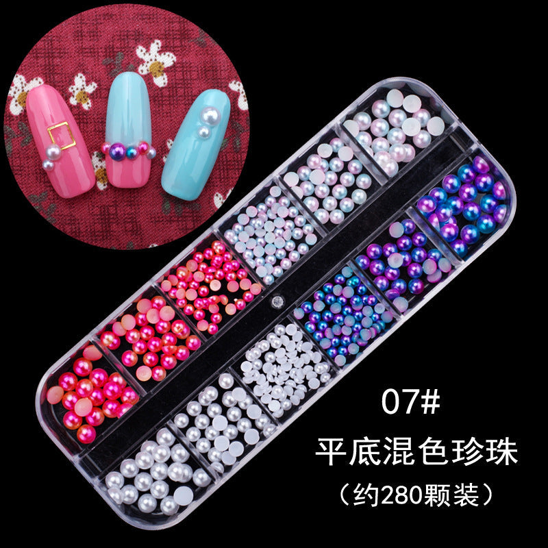 Nail accessories rhinestones flat bottom diamonds hollow rivet nail stickers diamond sequins colored diamonds flat bottom pearl shell pieces Japanese style